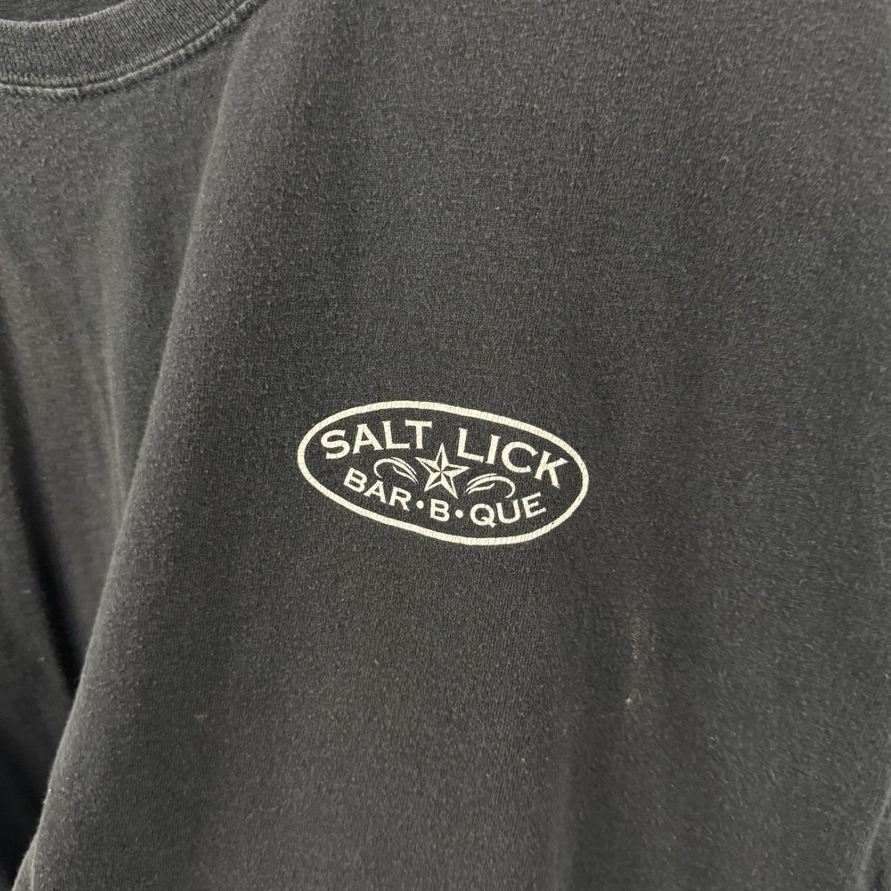 Salt Lick BBQ T Shirt Mens Large Texas Barbecue Graphic Faded Black Tee - Picture 5 of 5
